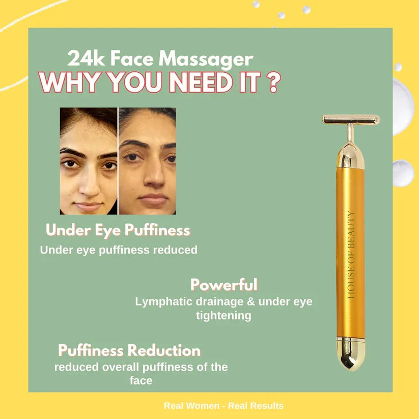 Golden Radiance Revival Combo – Face Massage Roller and Gold Peel Mask