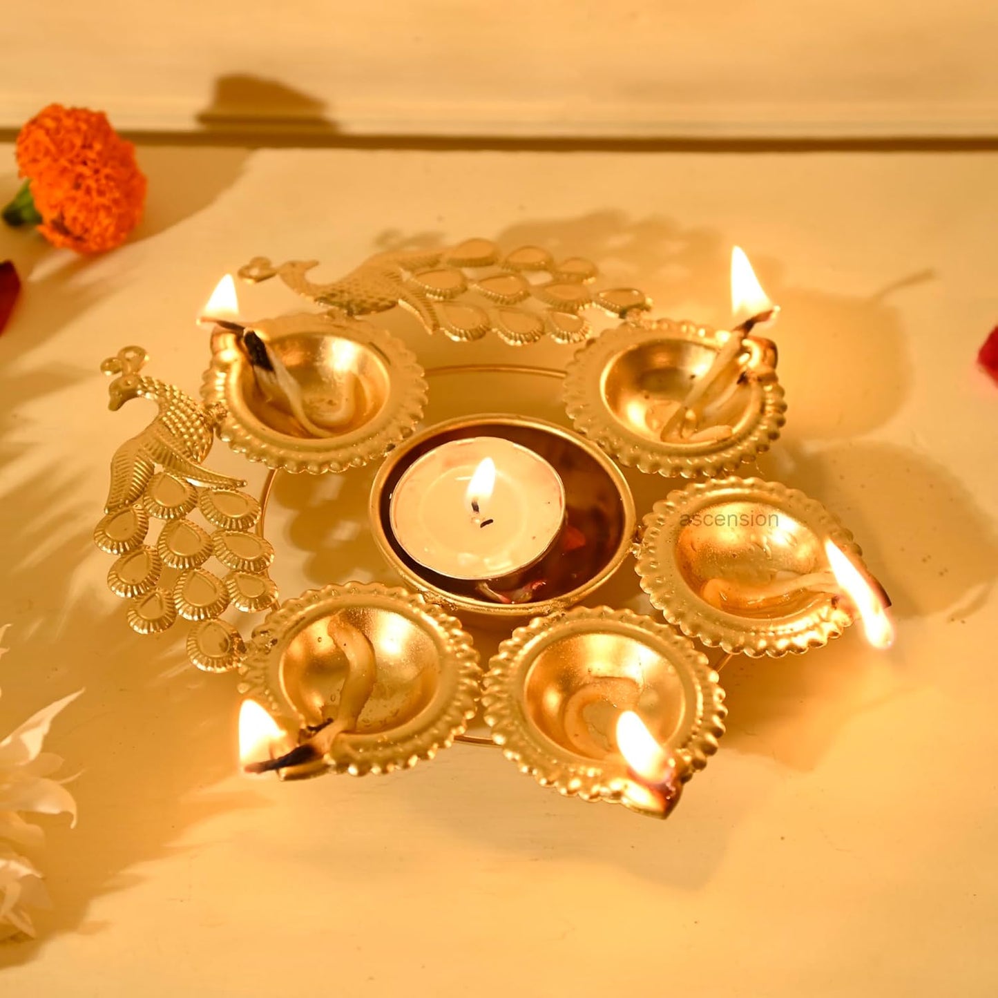 Macadve™ Brass Finish Decorative Peacock Diya