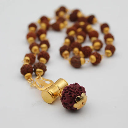 SC™ Mahakal Tabiz Damru Trishul Locket With Rudraksha Golden Cap Mala for Men and Women (Buy 1 Get 1 FREE)