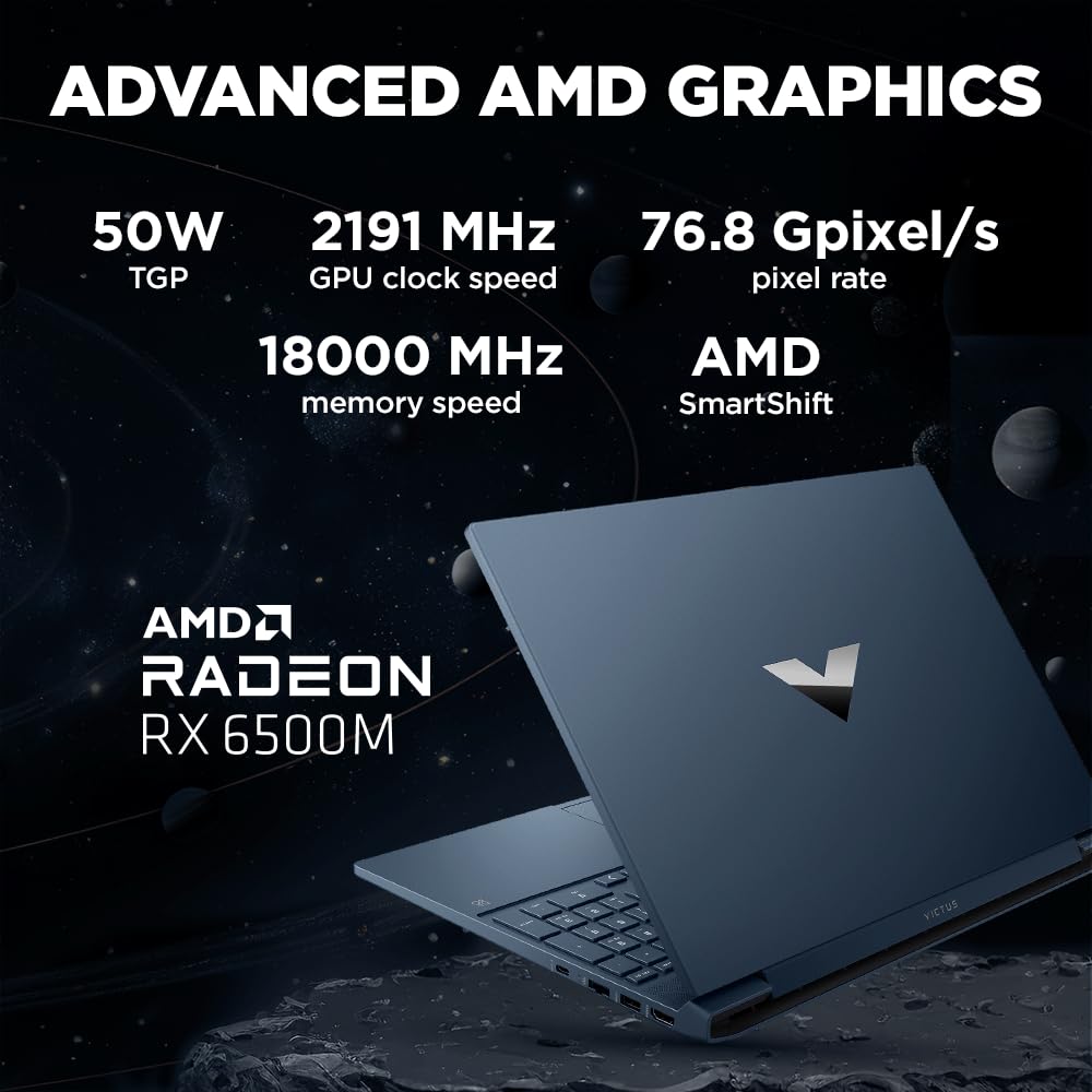 HP Victus Gaming Laptop, AMD Ryzen 5 5600H, AMD 4GB Radeon RX 6500M Graphics