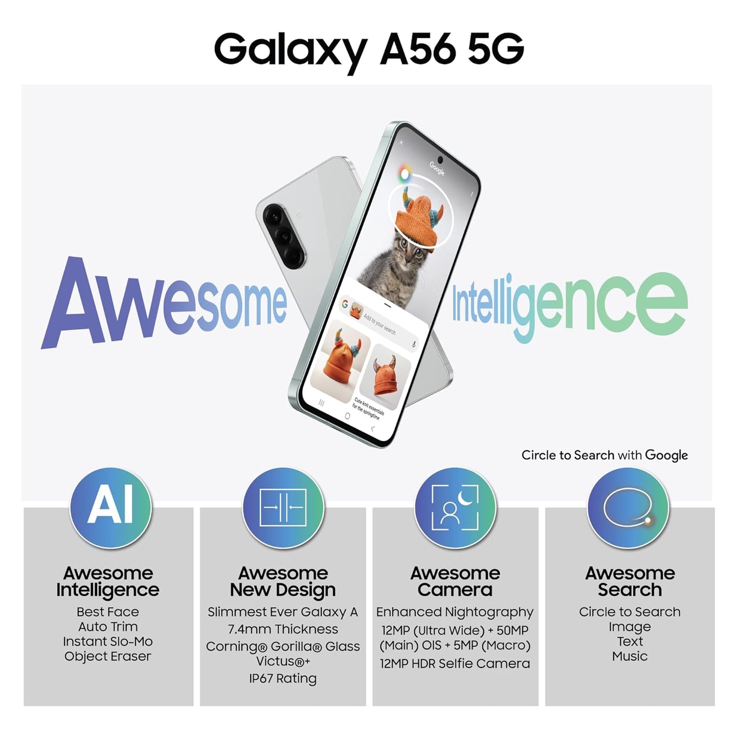 Samsung Galaxy A56 5G (Awesome Olive, 12GB, 256GB)