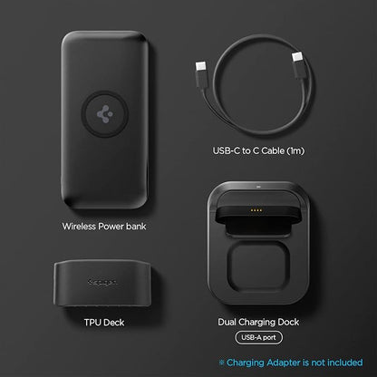 Spigen ArcPack 10000mAh 20W 5in1 Wireless Power Bank - Black | 10000mAh 5in1 Wireless Fast Charging