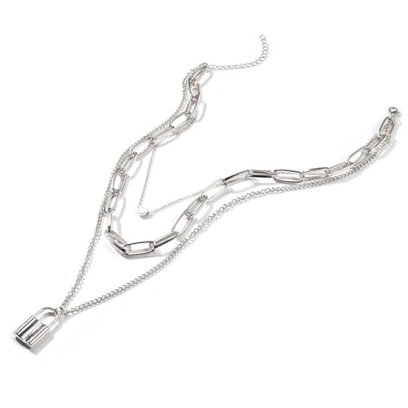 Lock & Heart Pendant Layered Necklace - Symbol of Love and Connection