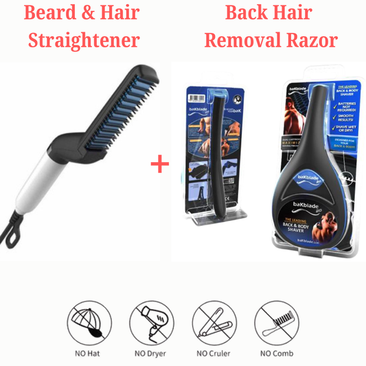 Master Grooming Duo – Beard Straightener & Back Hair Removal Razor Combo