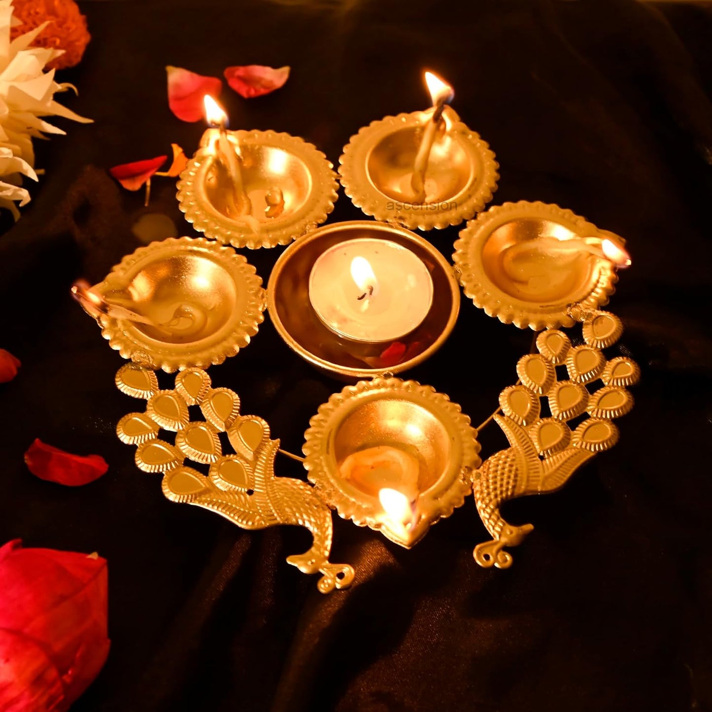 Macadve™ ⁠⁠Brass Finish Decorative Peacock Diya