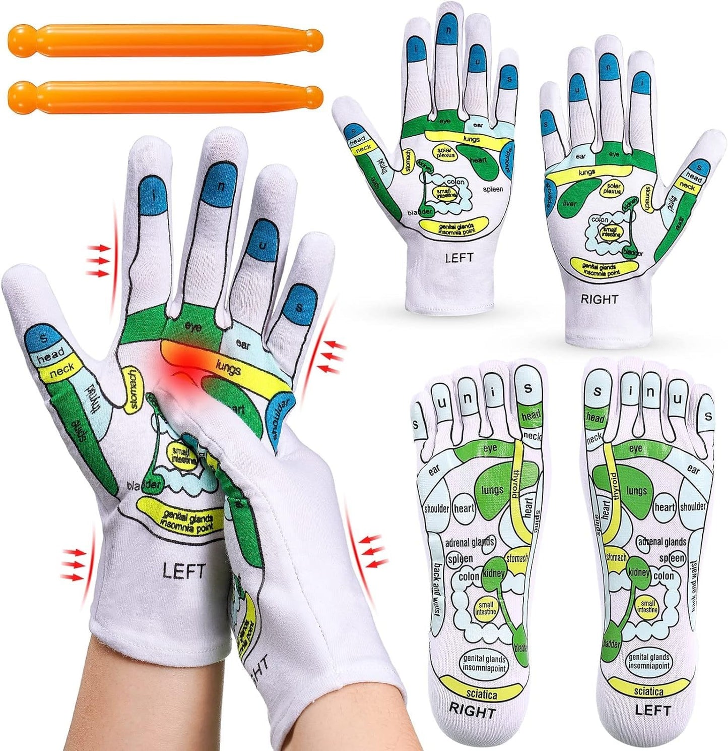 SC™ Acupressure Reflexology Socks and Gloves Tool Set