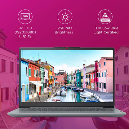 Lenovo IdeaPad Slim 3, Intel Core i5-12450H, 12th Gen, 16GB RAM, 512GB SSD, FHD, 14"/35.5cm, Windows 11, MS Office Home 2024, Grey, 1.37Kg, 83EQ0072IN, Alexa Built-in, 3 mon. Game Pass Laptop
