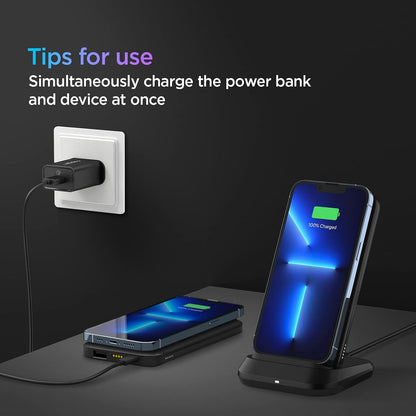 Spigen ArcPack 10000mAh 20W 5in1 Wireless Power Bank - Black | 10000mAh 5in1 Wireless Fast Charging