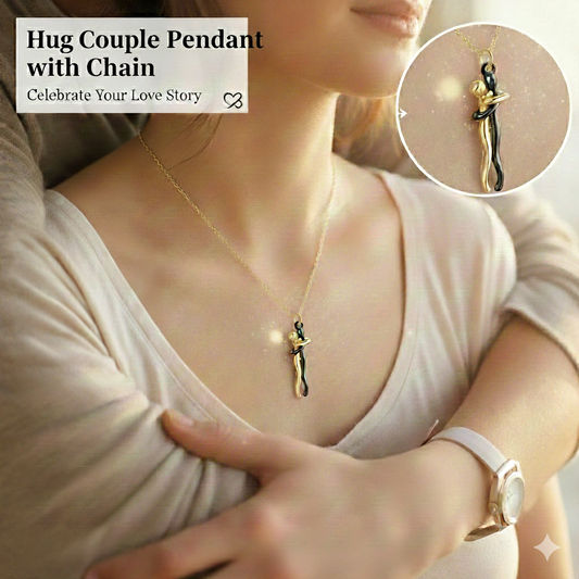 Hug Couple Pendant with Chain - A Symbol of Love and Togetherness
