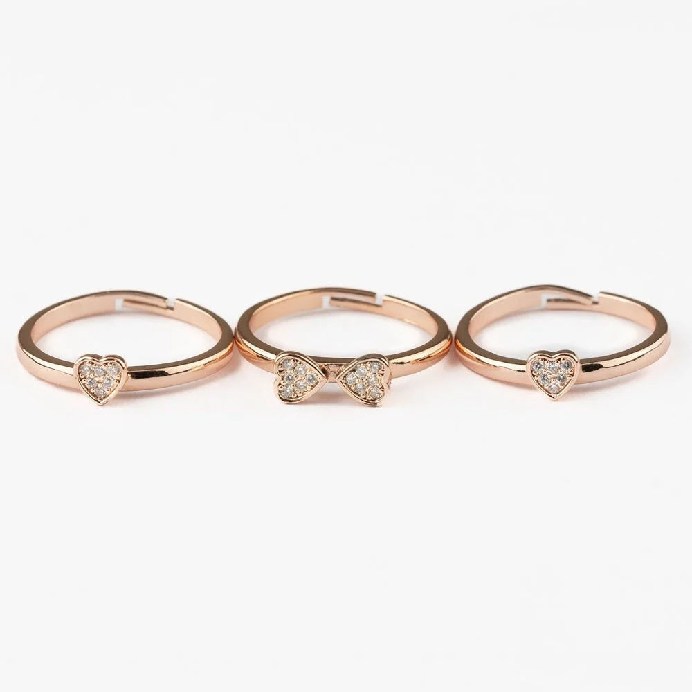 Heart Rings Set of 3 | Fashion Finger Rings for Women & Girls